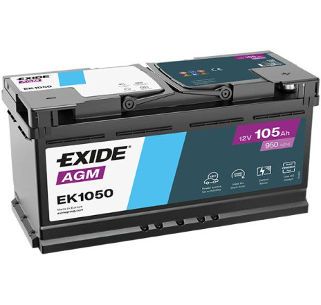 Acumulator EXIDE AGM 105Ah 950A 12V Start-Stop – EK1050 Acumulator EXIDE AGM 105Ah 950A 12V Start-Stop – EK1050