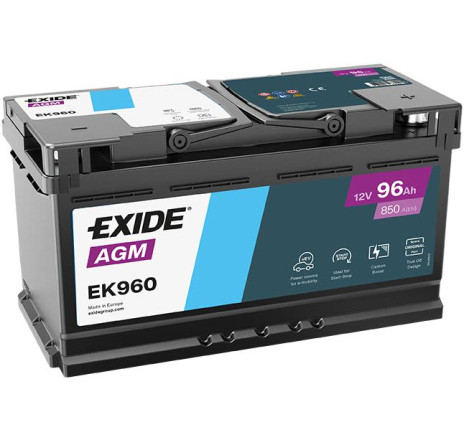 Acumulator EXIDE AGM 96Ah 850A 12V Start-Stop – EK960 Acumulator EXIDE AGM 96Ah 850A 12V Start-Stop – EK960