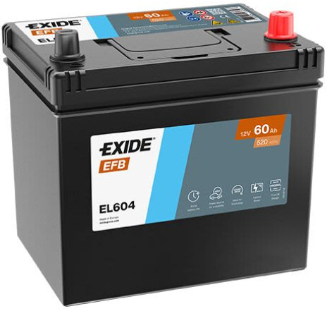 Acumulator EXIDE EFB Asia 60Ah 520A 12V Start-Stop – EL604 Acumulator EXIDE EFB Asia 60Ah 520A 12V Start-Stop – EL604