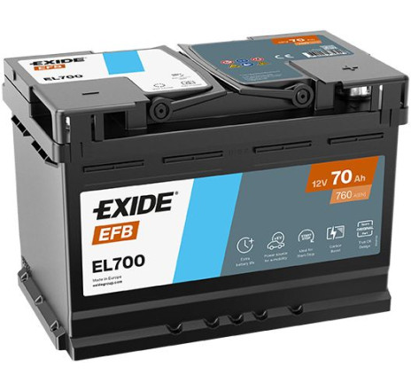 Acumulator EXIDE EFB 70Ah 760A 12V Start-Stop – EL700 Acumulator EXIDE EFB 70Ah 760A 12V Start-Stop – EL700