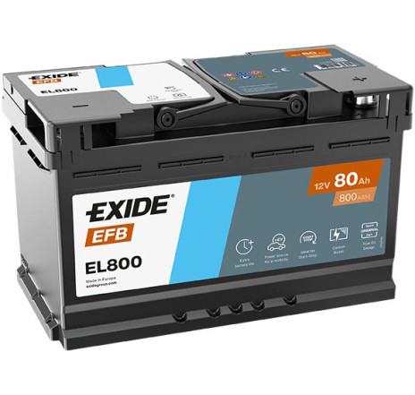 Acumulator EXIDE EFB 80Ah 800A 12V Start-Stop – EL800 Acumulator EXIDE EFB 80Ah 800A 12V Start-Stop – EL800