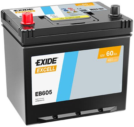 Acumulator EXIDE Excell Asia 60Ah 480A 12V Borne Inverse – EB605 Acumulator EXIDE Excell Asia 60Ah 480A 12V Borne Inverse – EB605