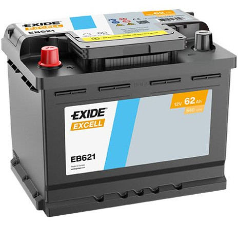 Acumulator EXIDE Excell 62Ah 540A 12V Borne Inverse – EB621 Acumulator EXIDE Excell 62Ah 540A 12V Borne Inverse – EB621