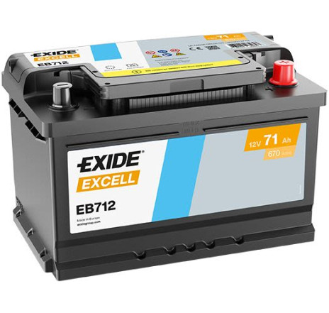Acumulator EXIDE Excell 71Ah 670A 12V – EB712 Acumulator EXIDE Excell 71Ah 670A 12V – EB712