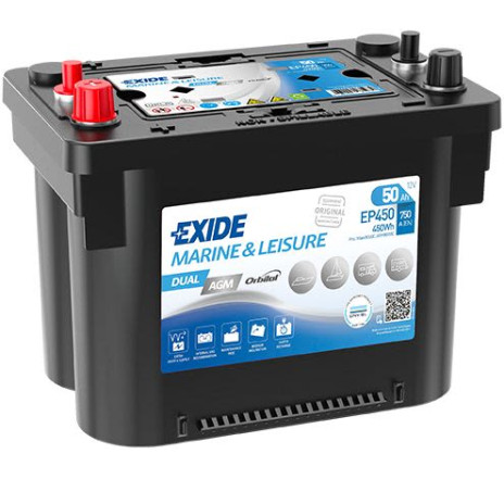 Acumulator EXIDE Marine & Leisure Dual AGM 50Ah 750A 12V Borne Inverse – EP450 Acumulator EXIDE Marine & Leisure Dual AGM 50Ah 750A 12V Borne Inverse – EP450