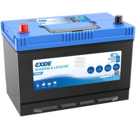 Acumulator EXIDE Marine & Leisure Dual 80Ah 570A 12V Borne Inverse – ER350 Acumulator EXIDE Marine & Leisure Dual 80Ah 570A 12V Borne Inverse – ER350