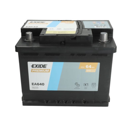 Acumulator EXIDE Premium 64Ah 640A 12V – EA640 Acumulator EXIDE Premium 64Ah 640A 12V – EA640