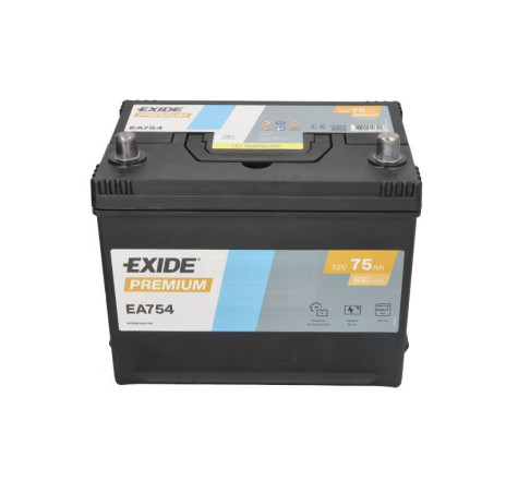 Acumulator EXIDE Premium Asia 75Ah 630A 12V – EA754 Acumulator EXIDE Premium Asia 75Ah 630A 12V – EA754