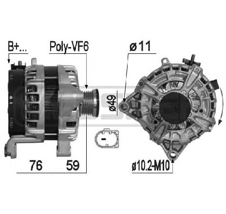 Generator / Alternator ERA 209255</br>Piesa auto pentru Generator /Alternator / Elemente Generator / Alternator ERA 209255</br>Piesa auto pentru Generator /Alternator / Elemente