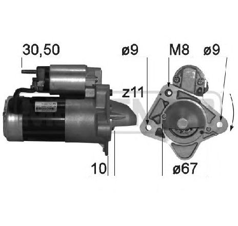 Starter ERA 220808</br>Piesa auto pentru Sistem pornire Starter ERA 220808</br>Piesa auto pentru Sistem pornire