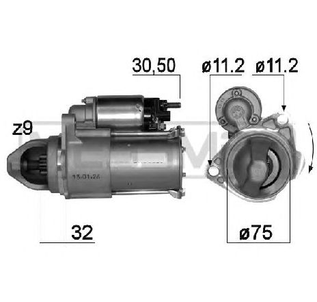 Starter ERA 220809</br>Piesa auto pentru Sistem pornire Starter ERA 220809</br>Piesa auto pentru Sistem pornire