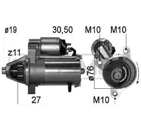 Starter ERA 220833</br>Piesa auto pentru Sistem pornire Starter ERA 220833</br>Piesa auto pentru Sistem pornire