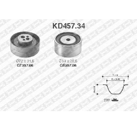 Set curea de distributie SNR KD457.34</br>Piesa auto pentru Curea distributie / Rola de tensionare / Rola de ghidare Set curea de distributie SNR KD457.34</br>Piesa auto pentru Curea distributie / Rola de tensionare / Rola de ghidare