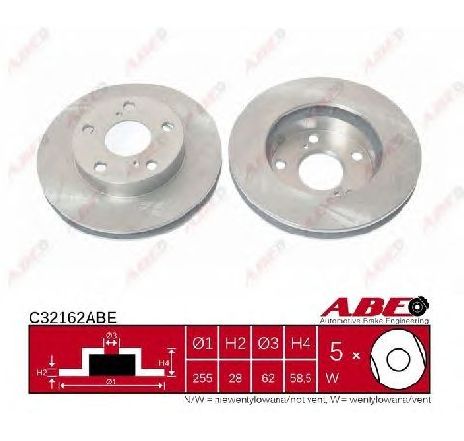 Disc frana ABE C32162ABE</br>Piesa auto pentru Frana disc Disc frana ABE C32162ABE</br>Piesa auto pentru Frana disc
