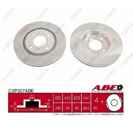 Disc frana ABE C3P007ABE</br>Piesa auto pentru Frana disc Disc frana ABE C3P007ABE</br>Piesa auto pentru Frana disc