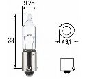 Bec, semnalizator; Bec, lampa frana / lampa spate; Bec, lampa frana; Bec, lampa ceata spate; Bec, lampa mers inapoi; Bec incandescent; bec incandescent, bec lumina zi HELLA 8GH 008 417-001</br>Piesa auto pentru Lampa spate/ Piese