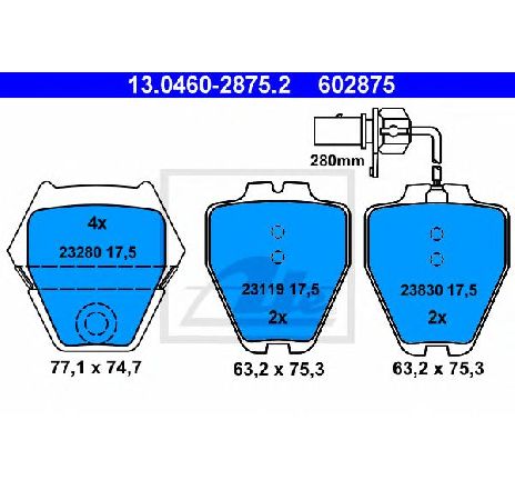 Set placute frana,frana disc ATE 13.0460-2875.2 Set placute frana,frana disc ATE 13.0460-2875.2