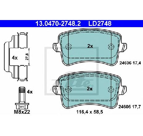 Set placute frana,frana disc ATE 13.0470-2748.2 Set placute frana,frana disc ATE 13.0470-2748.2