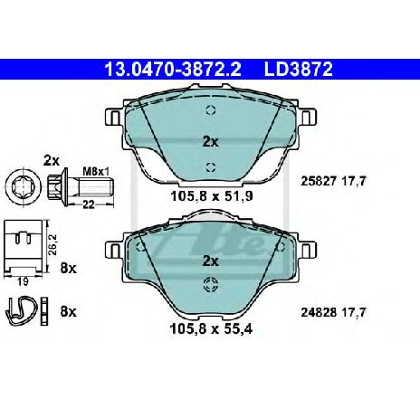 Set placute frana,frana disc ATE 13.0470-3872.2 Set placute frana,frana disc ATE 13.0470-3872.2
