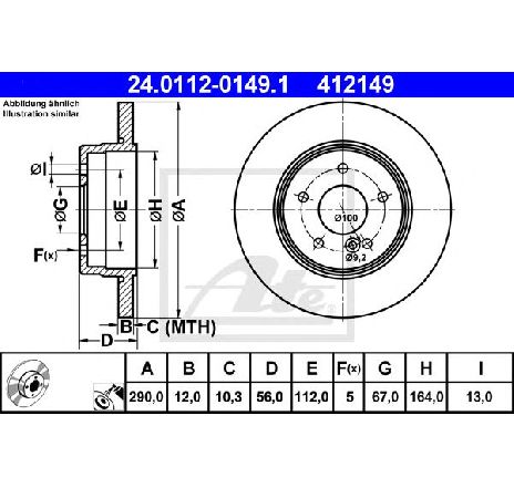 Disc frana ATE 24.0112-0149.1 Disc frana ATE 24.0112-0149.1