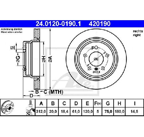 Disc frana ATE 24.0120-0190.1</br>Piesa auto pentru Frana disc Disc frana ATE 24.0120-0190.1</br>Piesa auto pentru Frana disc