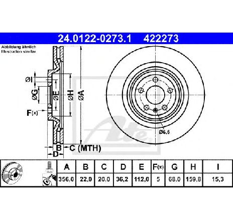 Disc frana ATE 24.0122-0273.1 Disc frana ATE 24.0122-0273.1