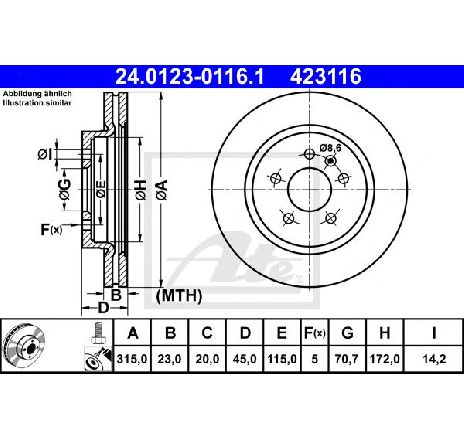 Disc frana ATE 24.0123-0116.1 Disc frana ATE 24.0123-0116.1