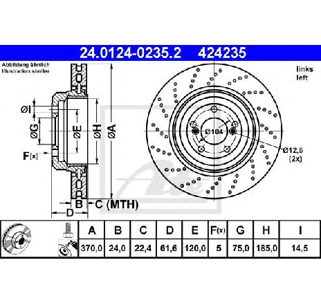 Disc frana ATE 24.0124-0235.2</br>Piesa auto pentru Frana disc Disc frana ATE 24.0124-0235.2</br>Piesa auto pentru Frana disc