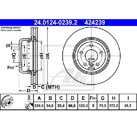Disc frana ATE 24.0124-0239.2 Disc frana ATE 24.0124-0239.2