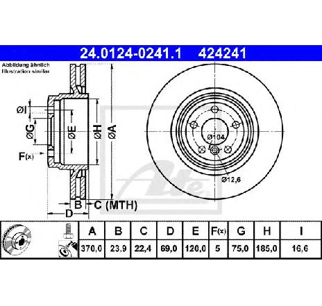 Disc frana ATE 24.0124-0241.1</br>Piesa auto pentru Frana disc Disc frana ATE 24.0124-0241.1</br>Piesa auto pentru Frana disc
