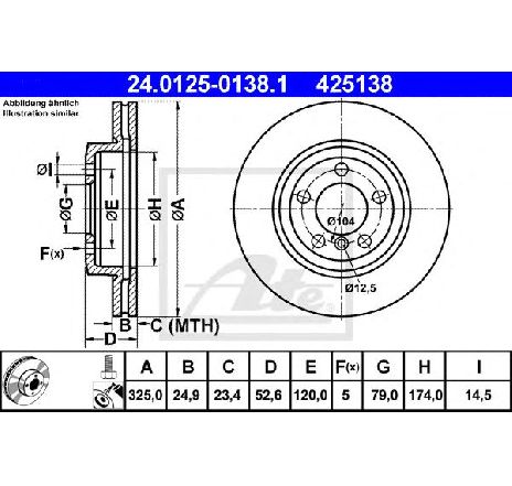 Disc frana ATE 24.0125-0138.1 Disc frana ATE 24.0125-0138.1