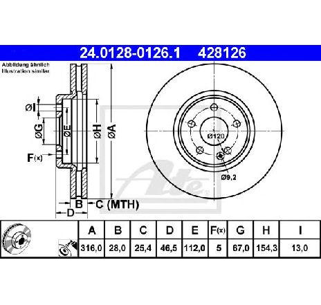 Disc frana ATE 24.0128-0126.1 Disc frana ATE 24.0128-0126.1
