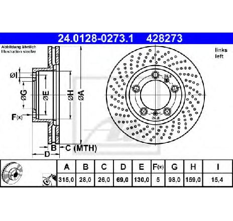 Disc frana ATE 24.0128-0273.1</br>Piesa auto pentru Frana disc Disc frana ATE 24.0128-0273.1</br>Piesa auto pentru Frana disc