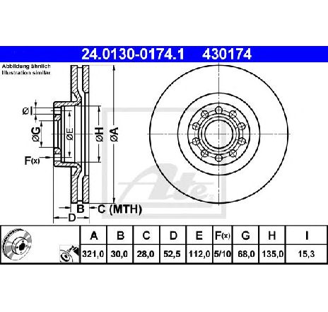 Disc frana ATE 24.0130-0174.1</br>Piesa auto pentru Frana disc Disc frana ATE 24.0130-0174.1</br>Piesa auto pentru Frana disc