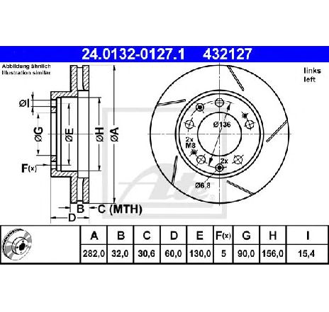 Disc frana ATE 24.0132-0127.1</br>Piesa auto pentru Frana disc Disc frana ATE 24.0132-0127.1</br>Piesa auto pentru Frana disc