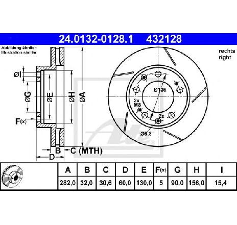 Disc frana ATE 24.0132-0128.1</br>Piesa auto pentru Frana disc Disc frana ATE 24.0132-0128.1</br>Piesa auto pentru Frana disc