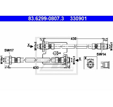 Furtun frana ATE 83.6299-0807.3</br>Piesa auto pentru Frana de performanta Furtun frana ATE 83.6299-0807.3</br>Piesa auto pentru Frana de performanta