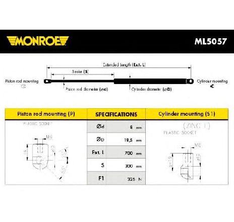 Amortizor portbagaj MONROE ML5057</br>Piesa auto pentru Echipament interior Amortizor portbagaj MONROE ML5057</br>Piesa auto pentru Echipament interior