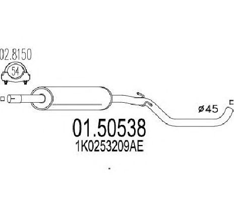 Toba esapament finala MTS 01.50538</br>Piesa auto pentru Sistemul de esapament Toba esapament finala MTS 01.50538</br>Piesa auto pentru Sistemul de esapament