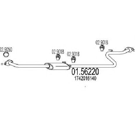 Toba esapamet intermediara MTS 01.56220</br>Piesa auto pentru Sistemul de esapament Toba esapamet intermediara MTS 01.56220</br>Piesa auto pentru Sistemul de esapament