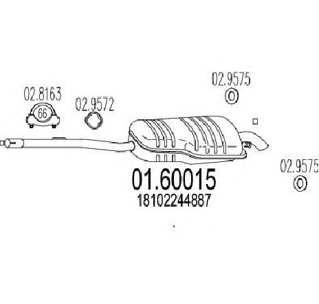 Toba esapament finala MTS 01.60015</br>Piesa auto pentru Sistemul de esapament Toba esapament finala MTS 01.60015</br>Piesa auto pentru Sistemul de esapament