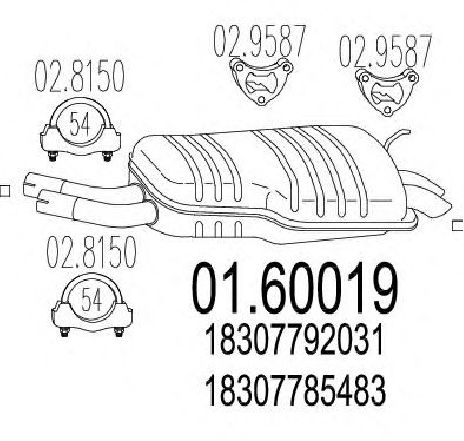 Toba esapament finala MTS 01.60019</br>Piesa auto pentru Sistemul de esapament Toba esapament finala MTS 01.60019</br>Piesa auto pentru Sistemul de esapament