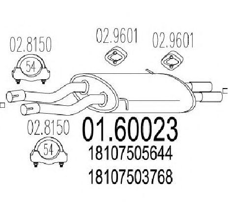 Toba esapament finala MTS 01.60023</br>Piesa auto pentru Sistemul de esapament Toba esapament finala MTS 01.60023</br>Piesa auto pentru Sistemul de esapament