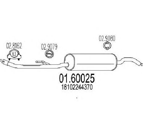 Toba esapament finala MTS 01.60025</br>Piesa auto pentru Sistemul de esapament Toba esapament finala MTS 01.60025</br>Piesa auto pentru Sistemul de esapament
