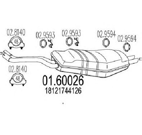 Toba esapament finala MTS 01.60026</br>Piesa auto pentru Sistemul de esapament Toba esapament finala MTS 01.60026</br>Piesa auto pentru Sistemul de esapament