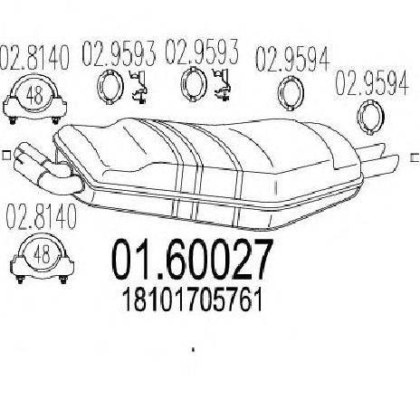 Toba esapament finala MTS 01.60027</br>Piesa auto pentru Sistemul de esapament Toba esapament finala MTS 01.60027</br>Piesa auto pentru Sistemul de esapament