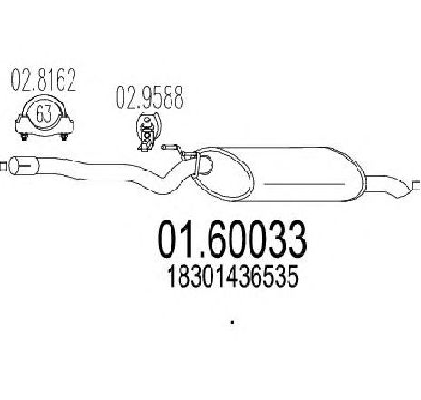 Toba esapament finala MTS 01.60033</br>Piesa auto pentru Sistemul de esapament Toba esapament finala MTS 01.60033</br>Piesa auto pentru Sistemul de esapament