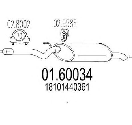 Toba esapament finala MTS 01.60034</br>Piesa auto pentru Sistemul de esapament Toba esapament finala MTS 01.60034</br>Piesa auto pentru Sistemul de esapament