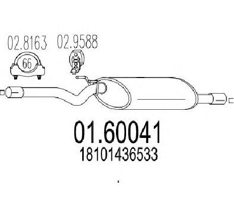 Toba esapament finala MTS 01.60041</br>Piesa auto pentru Sistemul de esapament Toba esapament finala MTS 01.60041</br>Piesa auto pentru Sistemul de esapament