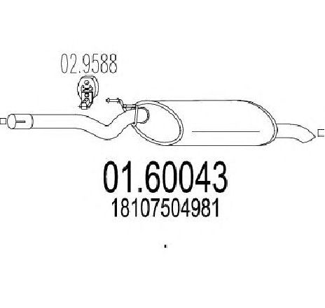 Toba esapament finala MTS 01.60043</br>Piesa auto pentru Sistemul de esapament Toba esapament finala MTS 01.60043</br>Piesa auto pentru Sistemul de esapament